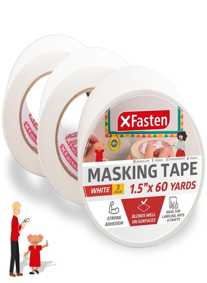 XFasten Artisan Grade Masking Tape White, 1.5 Inches x 60 Yards, Pack of 3 for Drafting, Sketching, and Arts and Crafts - Image 1
