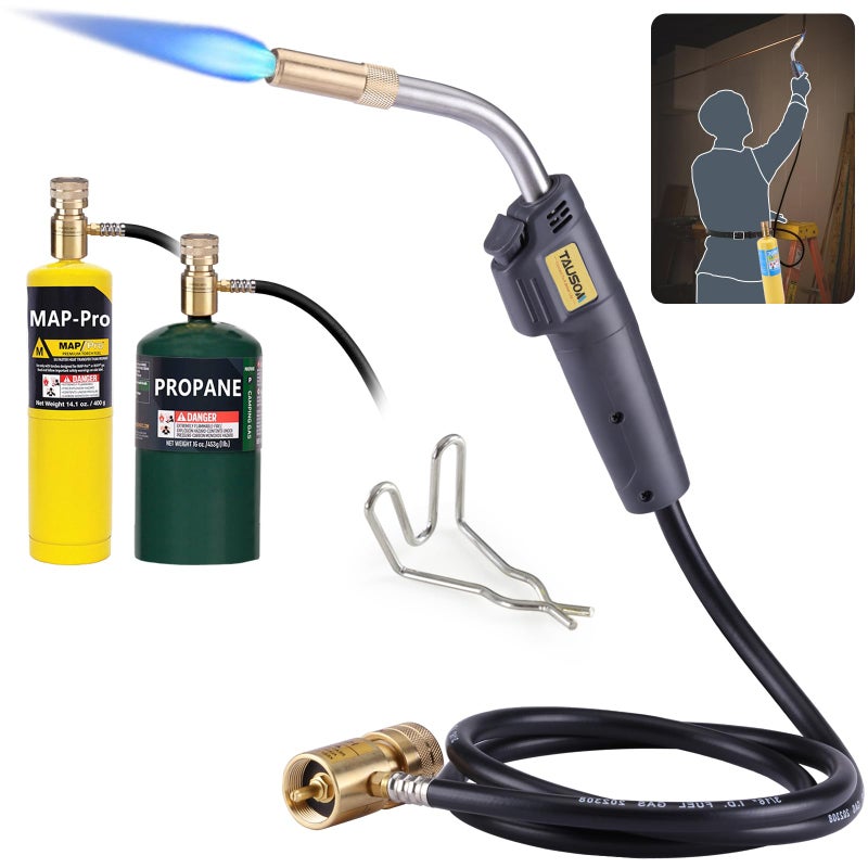 TAUSOM MAPP Map Gas Torch Kit with SelfIgnition Soldering Propane Torch with 49ft Hose 25000 BTU Flow Head CGA600 Compatible for Brazing Pipe Welding HVAC Plumbing DIY - Image 2