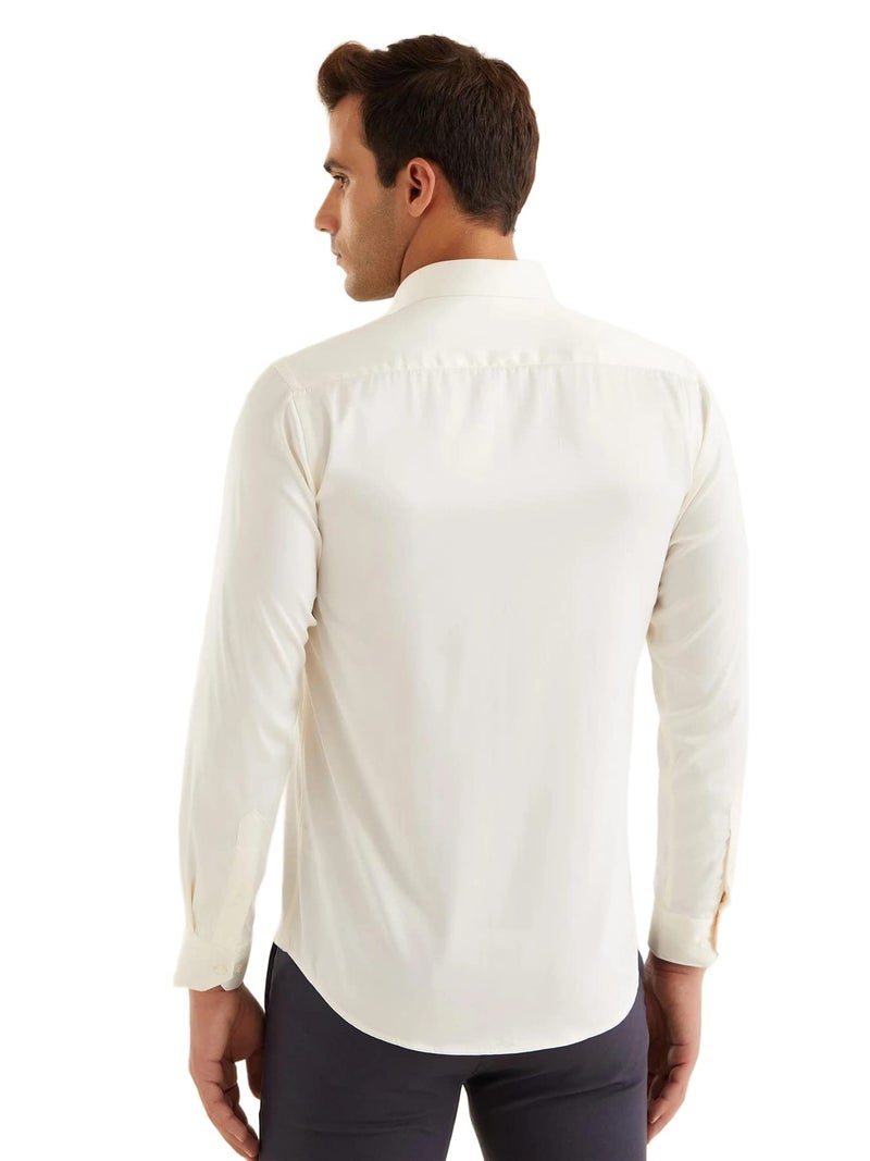 Bowrain Men's Regular fit Full Sleeves Satin Shirts, (Off-White/Cream), (Large) - Image 4