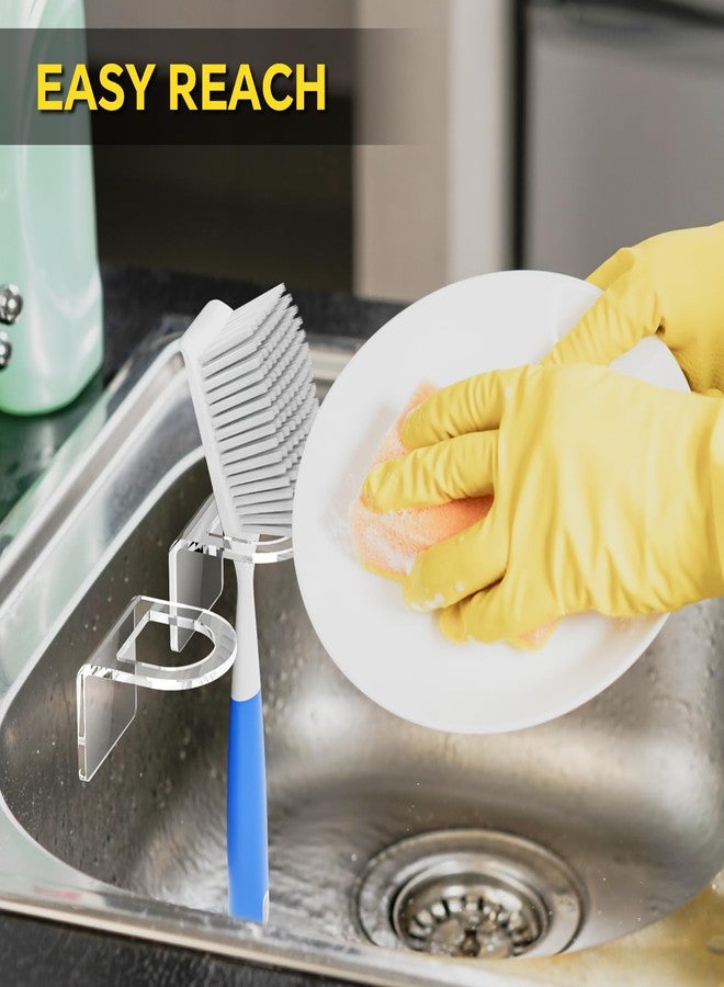 NiHome Sink Brush Holder Clear Acrylic 2 Pack, Adhesive Kitchen Organizer - Image 5