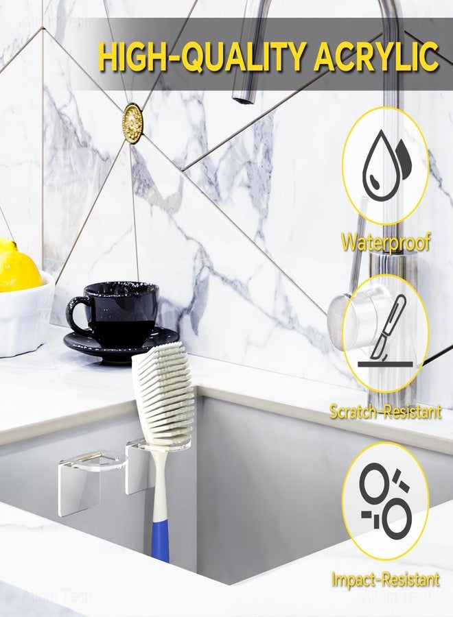 NiHome Sink Brush Holder Clear Acrylic 2 Pack, Adhesive Kitchen Organizer - Image 3