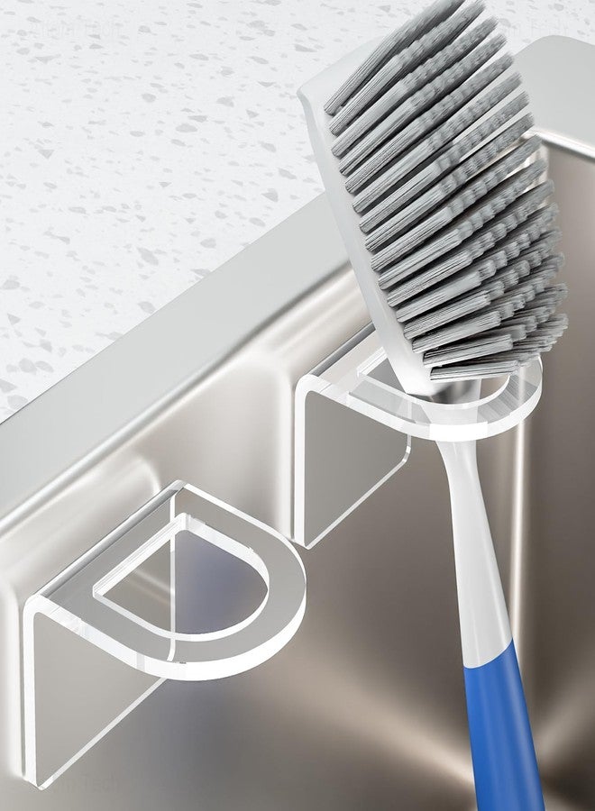 NiHome Sink Brush Holder Clear Acrylic 2 Pack, Adhesive Kitchen Organizer - Image 2