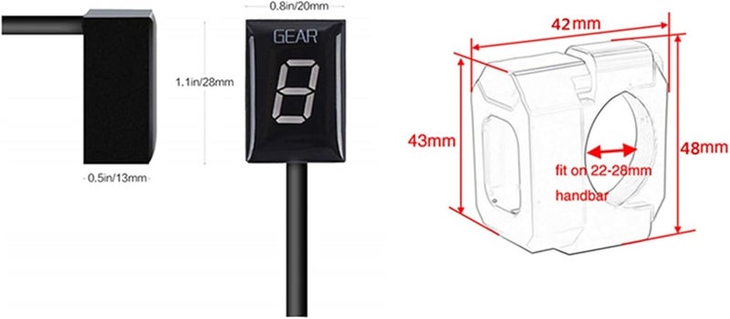 QASULER Motorcycle Gear Display Indicator - Red - Image 2