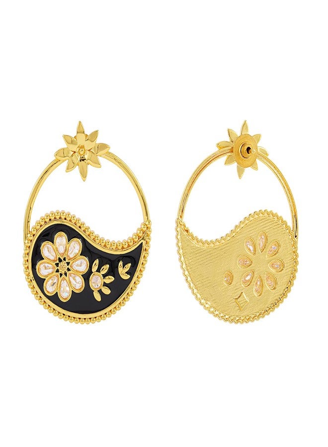 Voylla Gota Patti Phoolra Ambi Earrings For Women, Gold Earrings, Gift For Women & Girls, Enamelled Jewellery, Festive, Puja, Wedding, Gifting - Image 5
