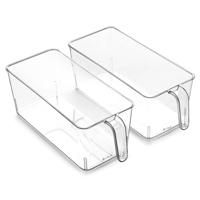 BINO l Plastic Storage Bins l THE HOLDER COLLECTION l 2Pack Large MultiUse Clear Containers for Organizing with Builtin Handles l Pantry Organization Storage l Kitchen Organizer l Storage Bins - Image 2