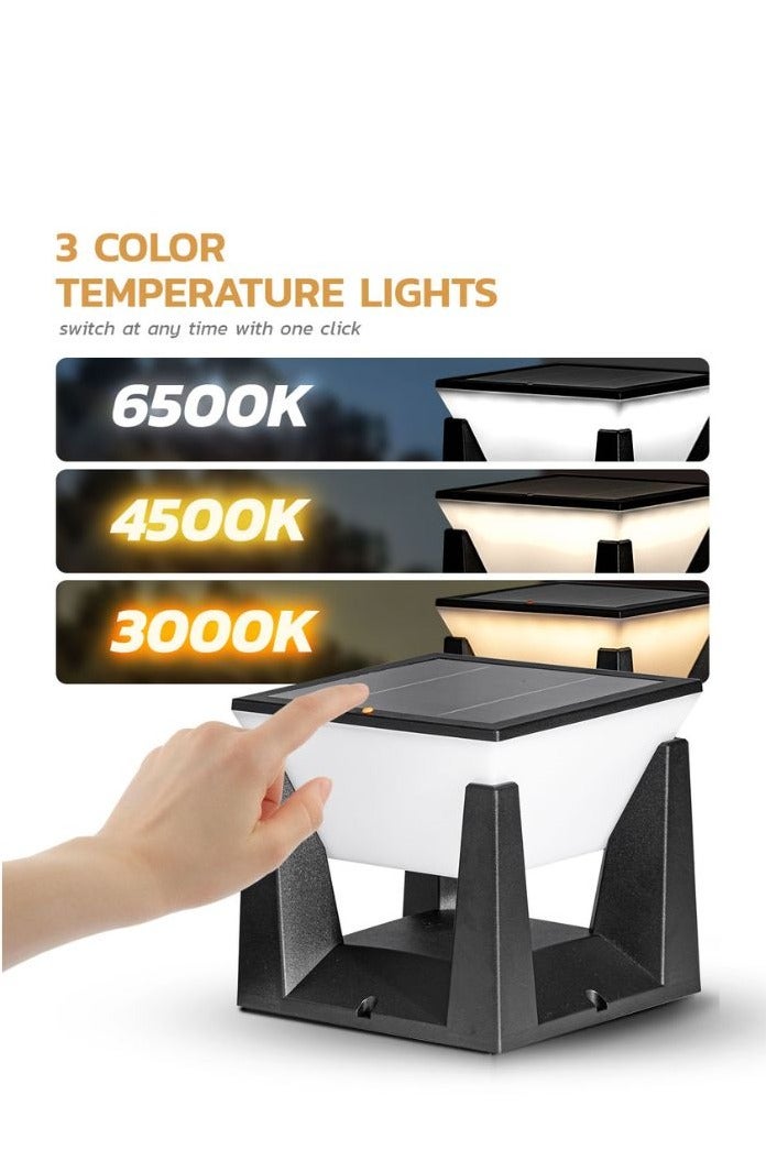 مودي طقم 2 مصباح شمسي للأعمدة – إضاءة LED خارجية، مقاومة للماء IP65، بـ 3 ألوان (3000K/4500K/6500K)، تشغيل تلقائي – للحديقة، الأسوار، الشرفات - Image 3