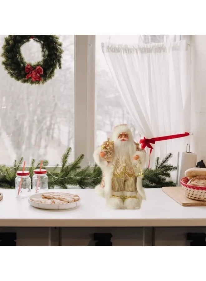 CCOVERY Realistic Santa Ornament Santa Claus Holding Gifts Doll Standing Figurine Santa Knitted Doll 30cm - Image 3