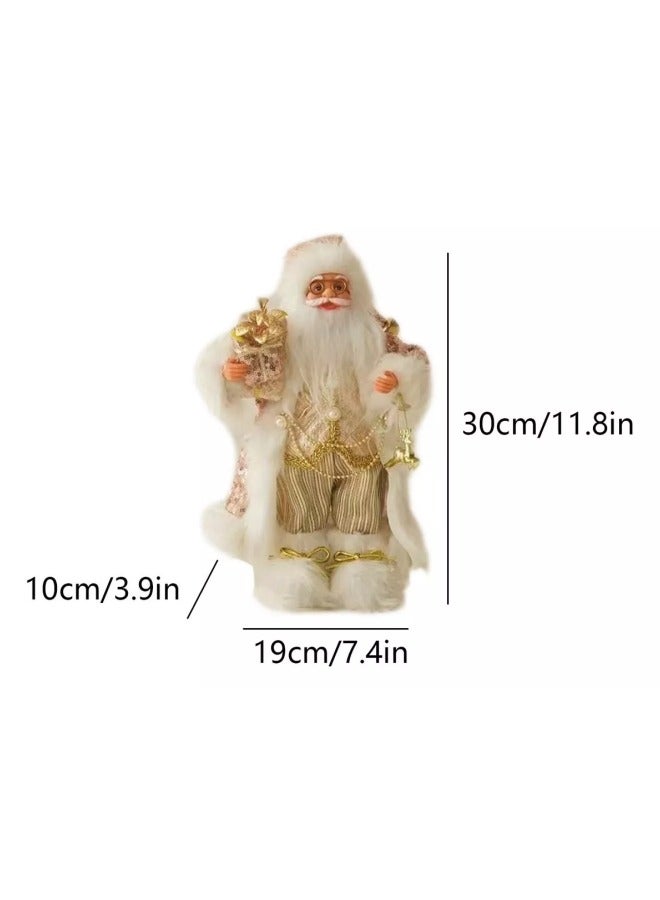 CCOVERY Realistic Santa Ornament Santa Claus Holding Gifts Doll Standing Figurine Santa Knitted Doll 30cm - Image 2