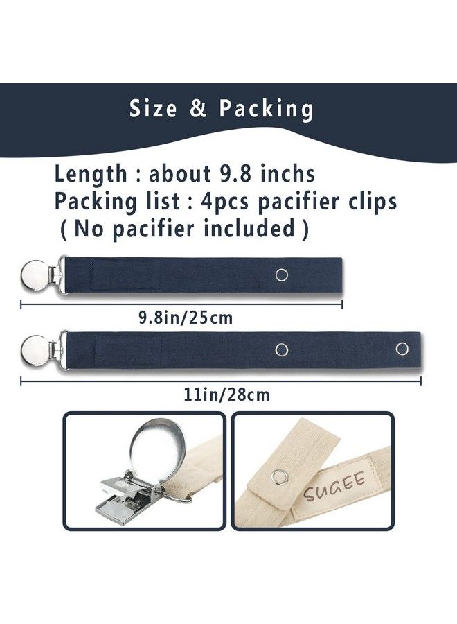 SUGEE Baby Pacifier Clip Leash Soothie Holder Unisex For 4 Pack Gift Set With Neutral Solid Colors ;Soft Linen Pacifier Clips ; Fabric Pacifier Strap With Clip Keeps Pacifiers & Teethers In Place - Image 4