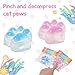 JIACAI 1pcs Blue Squishy Cat Paw Squeeze Toys Ice Through Sparkling Powder Kawaii Sticky Squishies PVC Toys Stress Relieving Fur Ball OPP Packaging Gifts for Kids Teenage 1pcs Blue - Image 4