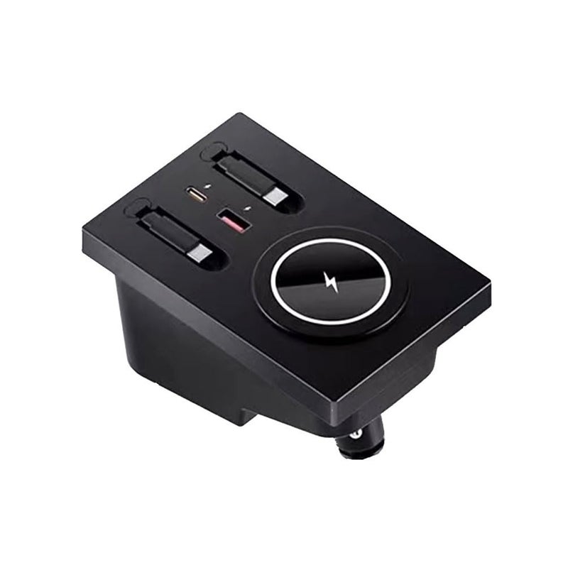Pitruves محور USB شاحن لاسلكي لسيارات فولفو xc60 xc90 s90 v90 s60 v60، محطة ربط قابلة للسحب مع كابل شحن سريع متعدد المنافذ، محطة ربط ملحقات لوحدة التحكم المركزية (tuozhanwu-A) - Image 1