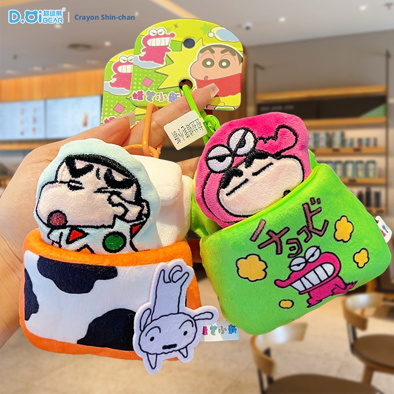 Official Crayon Shin-chan Pull-out Sleeping Plush Keychain - Image 1