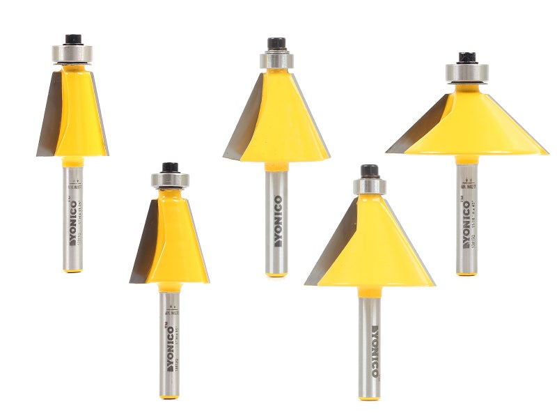 YONICO Router Bits Bevel Edge Forming Set 5 Bit 1/4-Inch Shank 13508q - Image 1