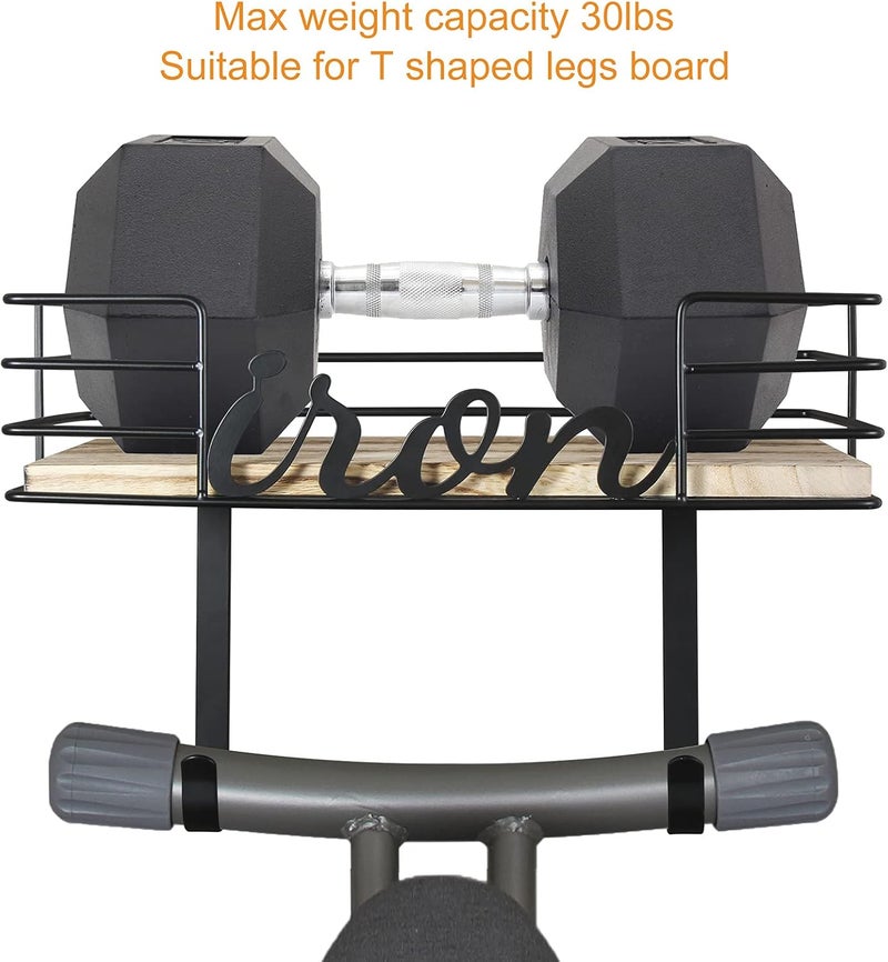 TJMOREE Hanger wall mount - Laundry Room Iron and ironing board Holder, Metal with Large Storage Wooden Base Basket and Removable Hooks (Black) - Image 5