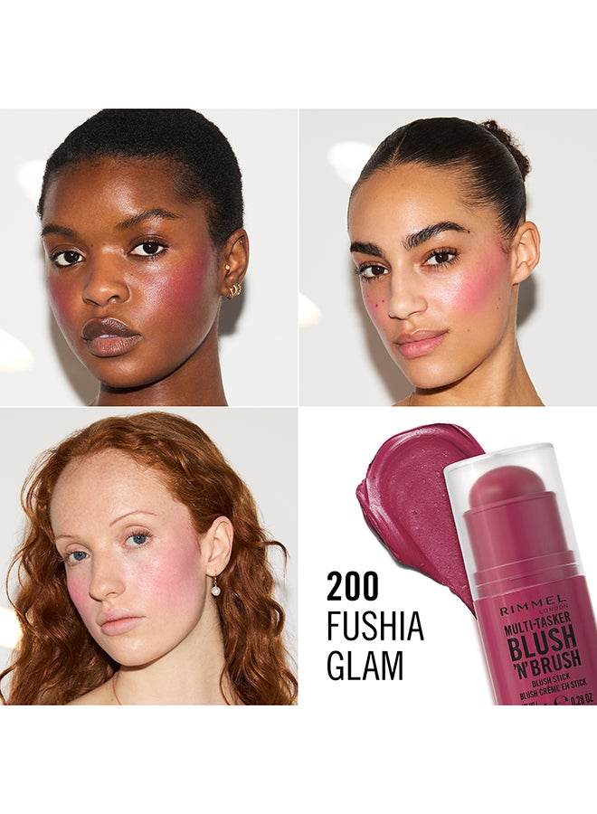 RIMMEL LONDON Multi-Tasker Blush'N'Brush Stick - Fushia Glam, 8g - Image 4