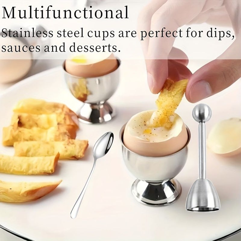 Mix 5Pcs Egg Cup Set With Stainless Steel Egg Sheller And Spoons For Breakfast European Kitchen Tool - Image 2