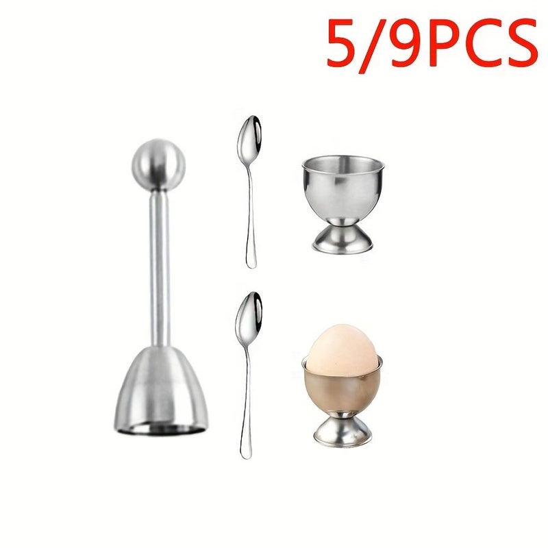 Mix 5Pcs Egg Cup Set With Stainless Steel Egg Sheller And Spoons For Breakfast European Kitchen Tool - Image 4
