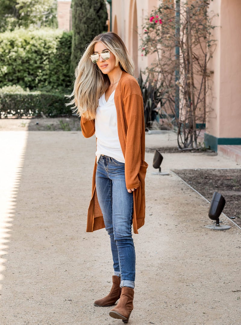 Tickled Teal Women's Scarlett Cardigan (Medium, Burnt Orange) - Image 5