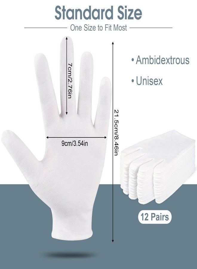 Hoiny 24 Pcs White Cotton Gloves for Dry Hands & Eczema, Moisturizing Sleeping Gloves for Men and Women, Stretchy Breathable Work Glove for Eczema, Jewelry Inspection, Spa - Image 2