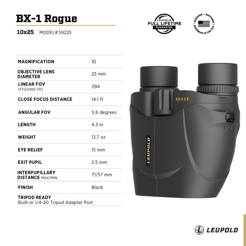 Leupold BX-1 Rogue Binoculars, 10x25mm (59225) - Image 4