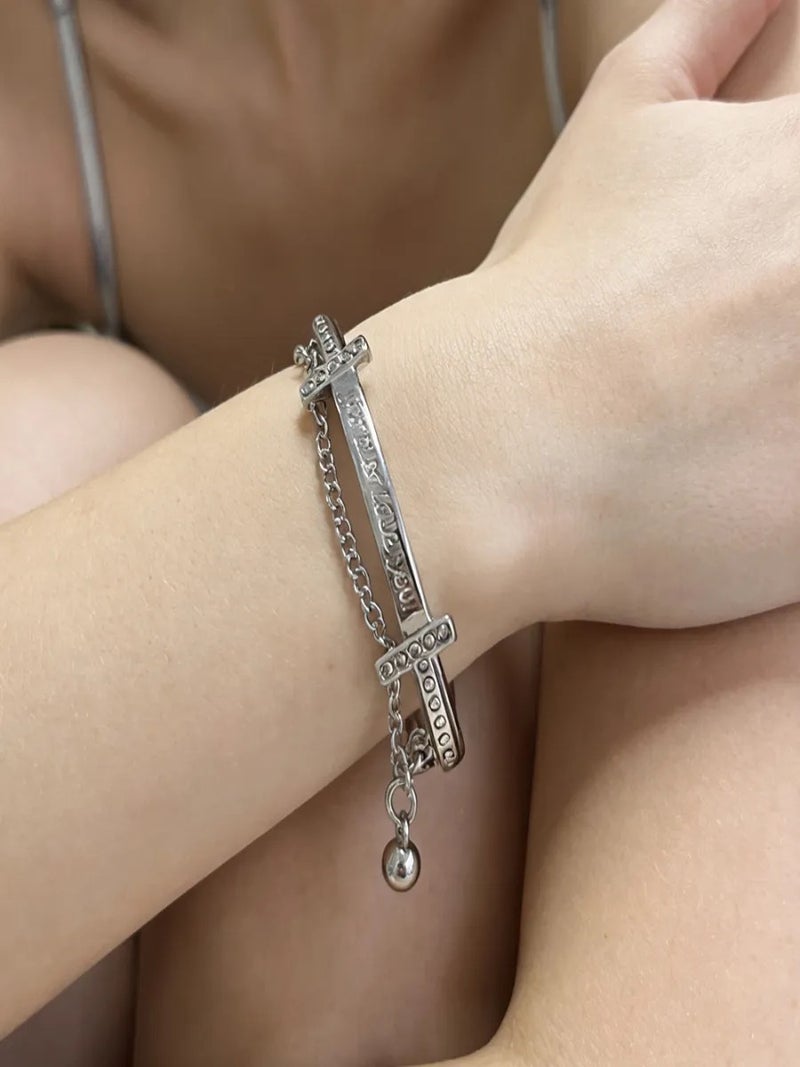 Star Cubic Zirconia Tassel Bracelet, Non-adjustable Shiny Diamond Bangle, Fashion Women Jewelry - Image 4