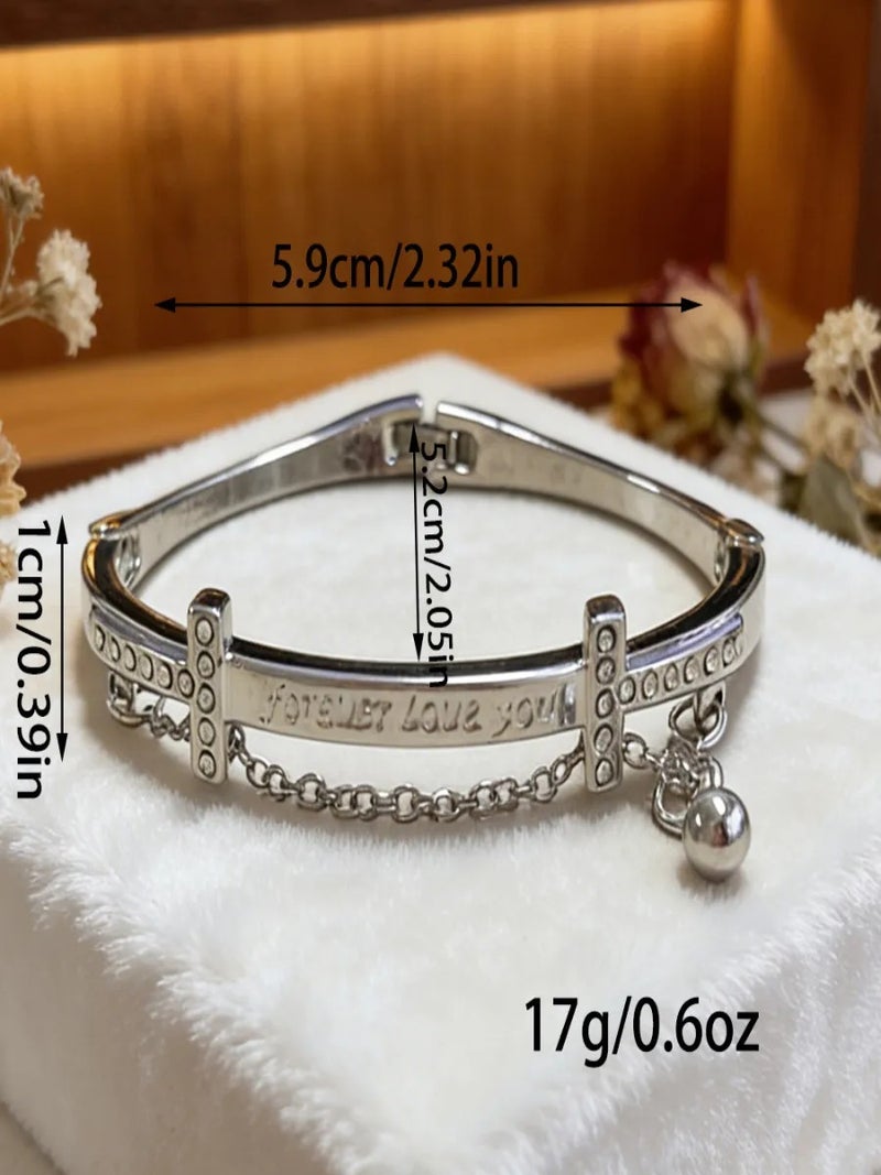 Star Cubic Zirconia Tassel Bracelet, Non-adjustable Shiny Diamond Bangle, Fashion Women Jewelry - Image 2