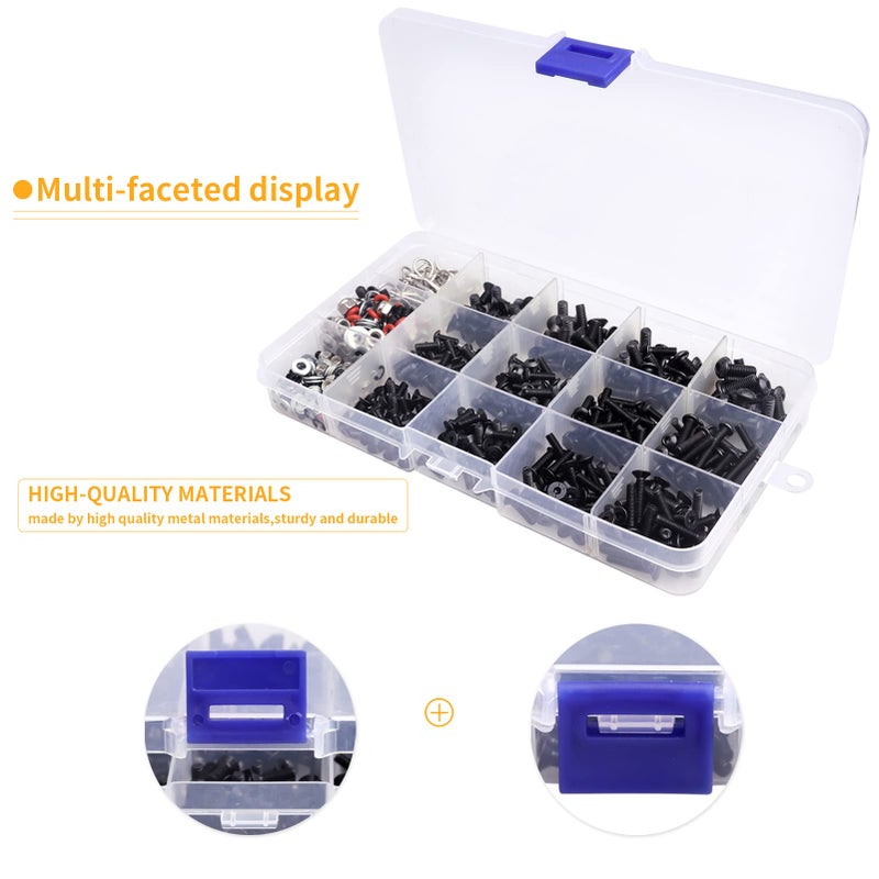 Hobbyfire 524pcs RC SCREW KIT RC مجموعة أدوات إصلاح مجموعة M3 M4 مسامير سداسية القشرة الجوز مقاطع جسم الجهاز مع صينية المسمار وأدوات وجع السداسي السداسية 17/8 1/10 1/12 مقياس RC CARS CARS TRUCTS CARAWLER - Image 3