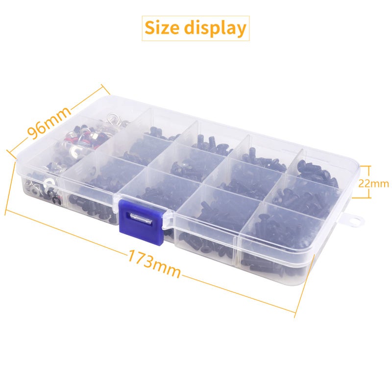 Hobbyfire 524pcs RC SCREW KIT RC مجموعة أدوات إصلاح مجموعة M3 M4 مسامير سداسية القشرة الجوز مقاطع جسم الجهاز مع صينية المسمار وأدوات وجع السداسي السداسية 17/8 1/10 1/12 مقياس RC CARS CARS TRUCTS CARAWLER - Image 2