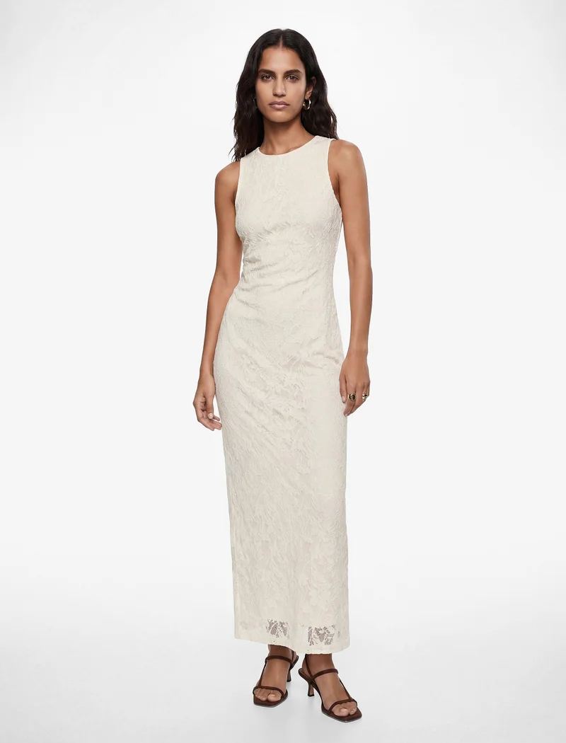 كوتون Stone Detail Lace Dress