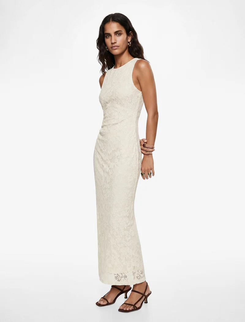 كوتون Stone Detail Lace Dress