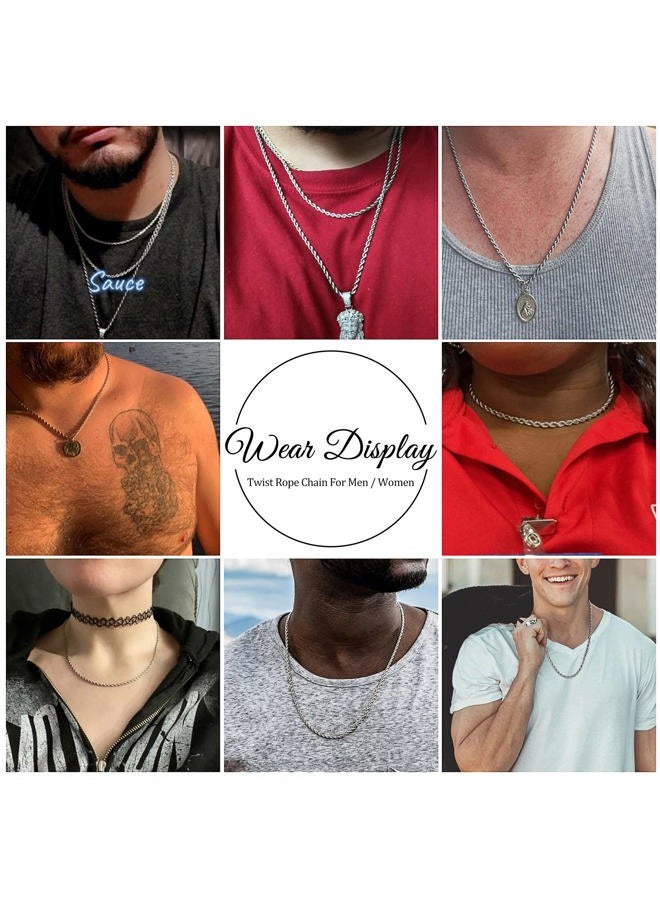HolyFast 2-10mm Twist Chain Necklace Stainless Steel Necklace 16-38 Inches Men Women Jewellery, - Image 5
