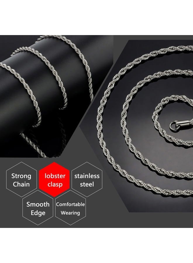 HolyFast 2-10mm Twist Chain Necklace Stainless Steel Necklace 16-38 Inches Men Women Jewellery, - Image 3