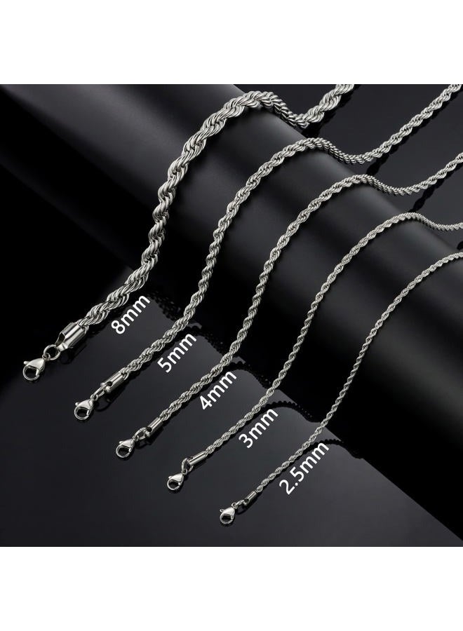 HolyFast 2-10mm Twist Chain Necklace Stainless Steel Necklace 16-38 Inches Men Women Jewellery, - Image 2