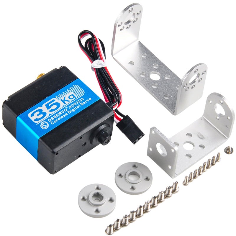 Wishiot RDS3235 Digital Servo Robot Servo Coreless Motor 35KG High Torque Metal Gear DC574V with U Shaped Servo Bracket Arm Plate for DIY Robotic270 Degree - Image 2