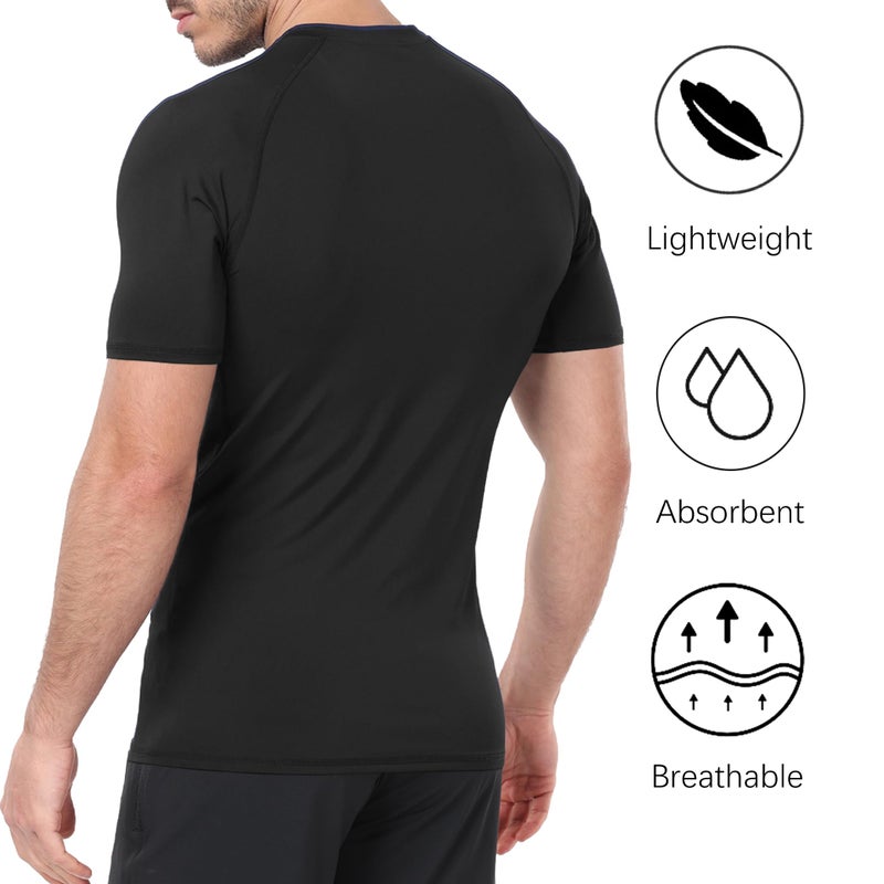 HovSiyla 5 Pack Men's Compression Shirts Cool Dry Short Sleeve Baselayer Athletic Workout T Shirts Black-S - Image 5