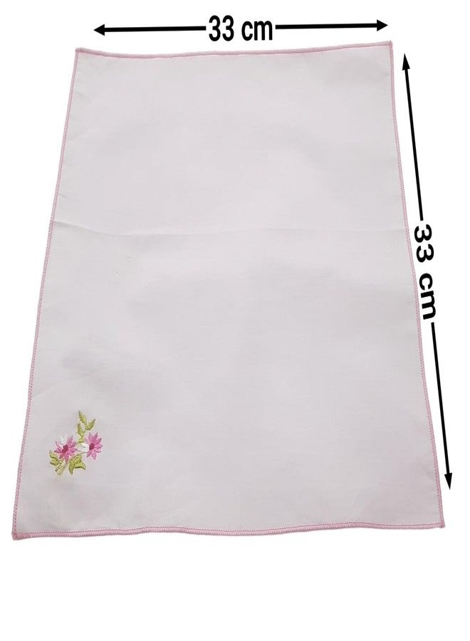 ANVIK Women/Lady Cotton Embroidery Floral Handkerchief .Hanky for Kids Girls for School Size 33cm by 33 cm (Multicolour) Pack of 6 (Multicolour) - Image 3