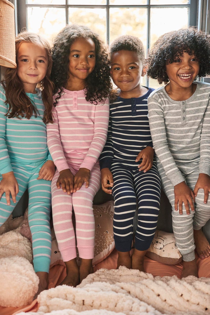 Gymboree,Unisex Kids,Gymmie Cotton Pajama Sets, Big Kid, Toddler, Baby,Turquoise Striped,18-24 Months - Image 2