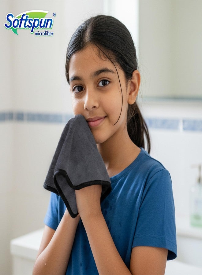 SOFTSPUN Microfiber Baby Hand & Face Wipes 280 GSM 20x30 Cms 4 Piece Towel Set Grey! Super Soft & Comfortable for Newborn Baby and Kids Quick Drying Ultra Absorbent in Small Size. - Image 3