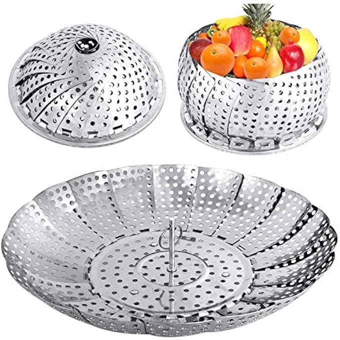 Bukela Vegetable Steamer Basket Stainless Steel Folding Steaming Basket Expandable Collapsible Insert For Cooking Pot Size 59 To 98 Inch - Image 1