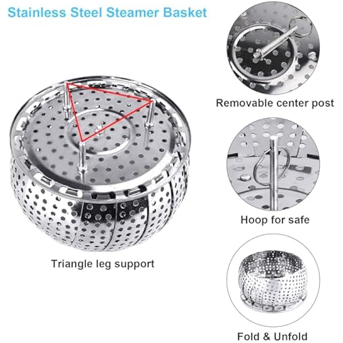 Bukela Vegetable Steamer Basket Stainless Steel Folding Steaming Basket Expandable Collapsible Insert For Cooking Pot Size 59 To 98 Inch - Image 3