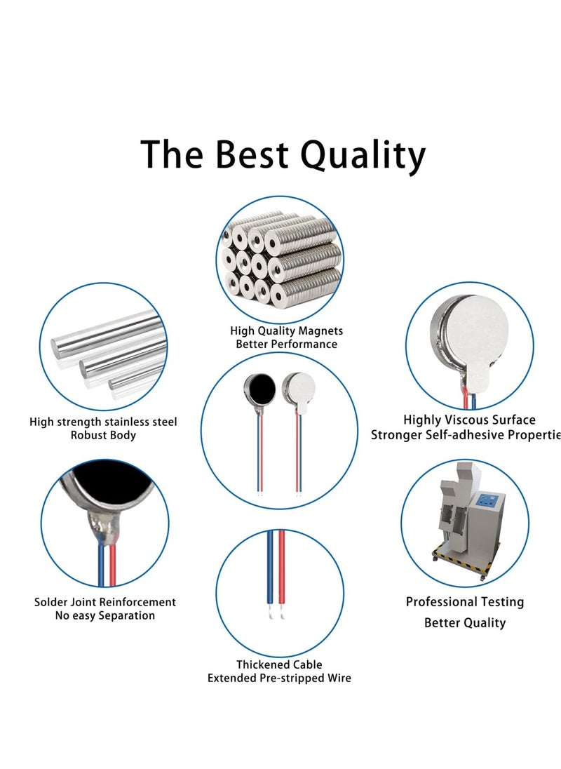 Mini Vibration Motors, 20 Pcs 12000rpm Flat Coin Button-Type Micro DC Vibrating Motor, for Projects Electronic Device Repair, Single Board Computers Project, Classroom Project Bots Cable 2in