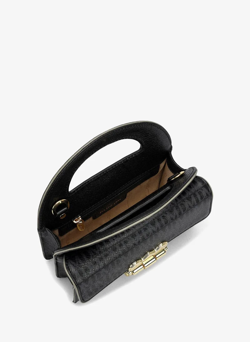 Da Milano black Da Milano Monogram Patterned Leather Crossbody Handbag - Black (LSB-02551)  | Best Price UAE