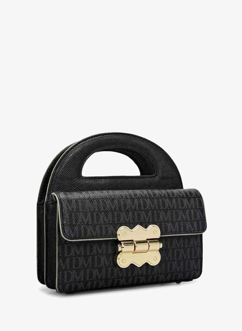 Da Milano black Da Milano Monogram Patterned Leather Crossbody Handbag - Black (LSB-02551)  | Best Price UAE
