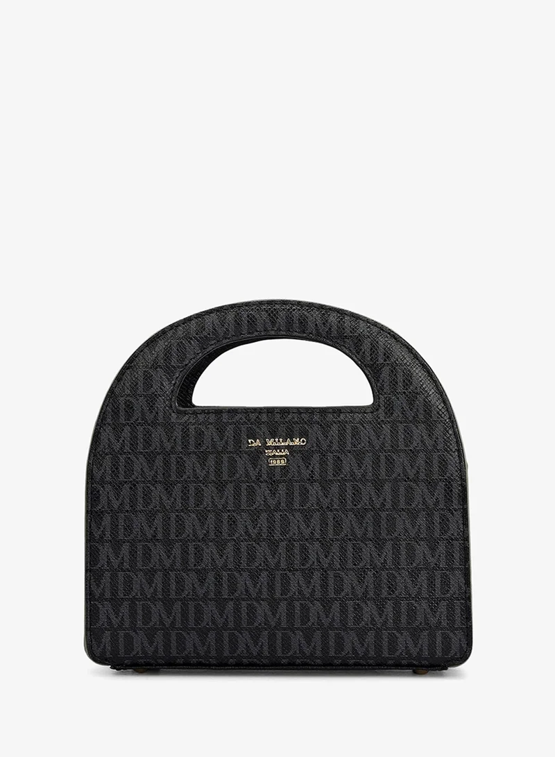Da Milano black Da Milano Monogram Patterned Leather Crossbody Handbag - Black (LSB-02551)  | Best Price UAE