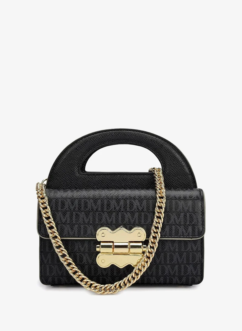 Da Milano black Da Milano Monogram Patterned Leather Crossbody Handbag - Black (LSB-02551)  | Best Price UAE