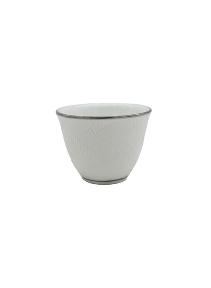 AKDC Ceramic 12Pcs Cawa Cup Set White&Silver - Image 2