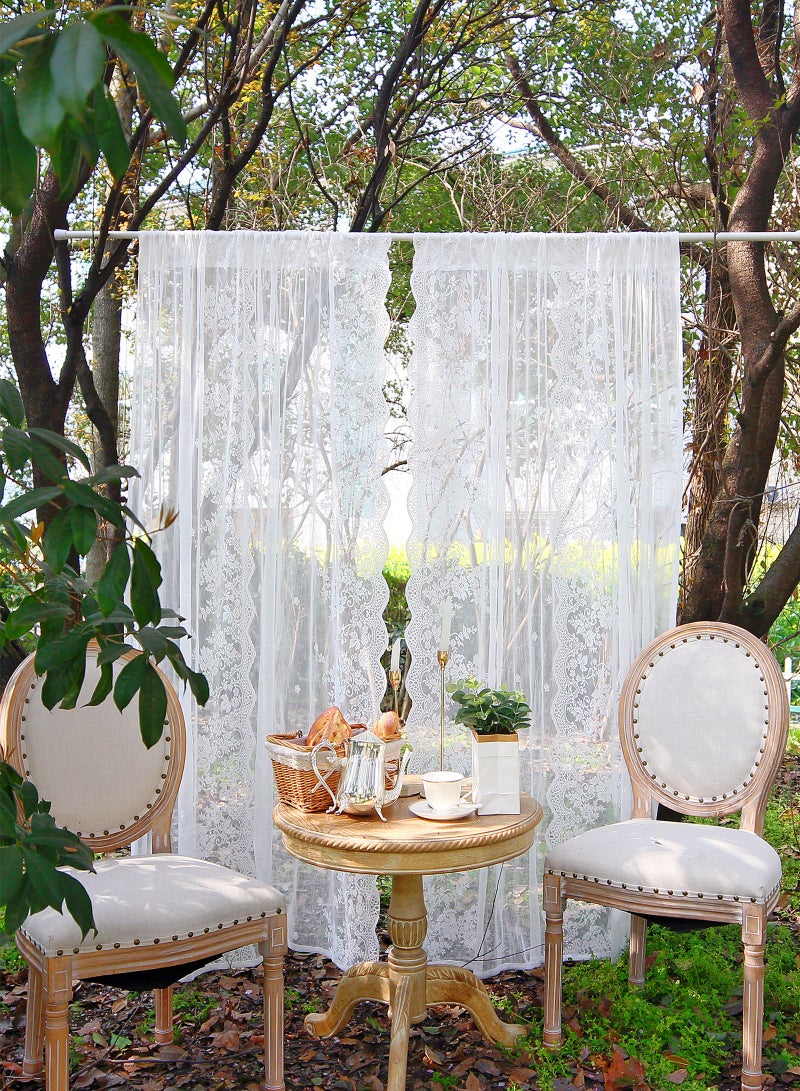 2 لوحة الستائر الدانتل الأبيض شير الأميرة Tulle الستائر ، نصف شير Voile الستائر الريف بيت ستائر الغاز ، التنفس جاكارد نسيج نوافذ الستائر الأبيض لغرفة المعيشة غرفة النوم ديكور - Image 3