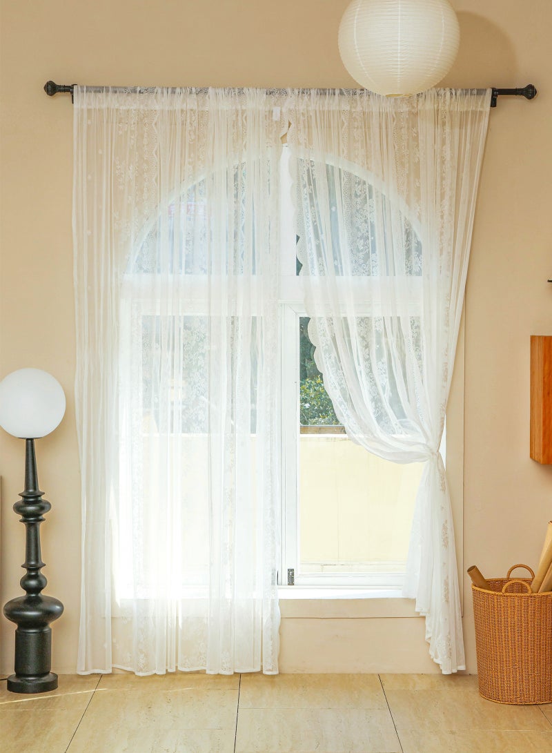 2 لوحة الستائر الدانتل الأبيض شير الأميرة Tulle الستائر ، نصف شير Voile الستائر الريف بيت ستائر الغاز ، التنفس جاكارد نسيج نوافذ الستائر الأبيض لغرفة المعيشة غرفة النوم ديكور - Image 5