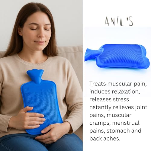 ANTIL'S® Hot Water Bag (2 Litre) – Non-Electric Rubber Heating Bag for Pain Relief, Period Cramps, Body Aches & Cold Therapy | Reusable Hot & Cold Water Bottle | Multicolor - Image 2