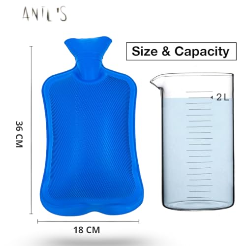 ANTIL'S® Hot Water Bag (2 Litre) – Non-Electric Rubber Heating Bag for Pain Relief, Period Cramps, Body Aches & Cold Therapy | Reusable Hot & Cold Water Bottle | Multicolor - Image 5